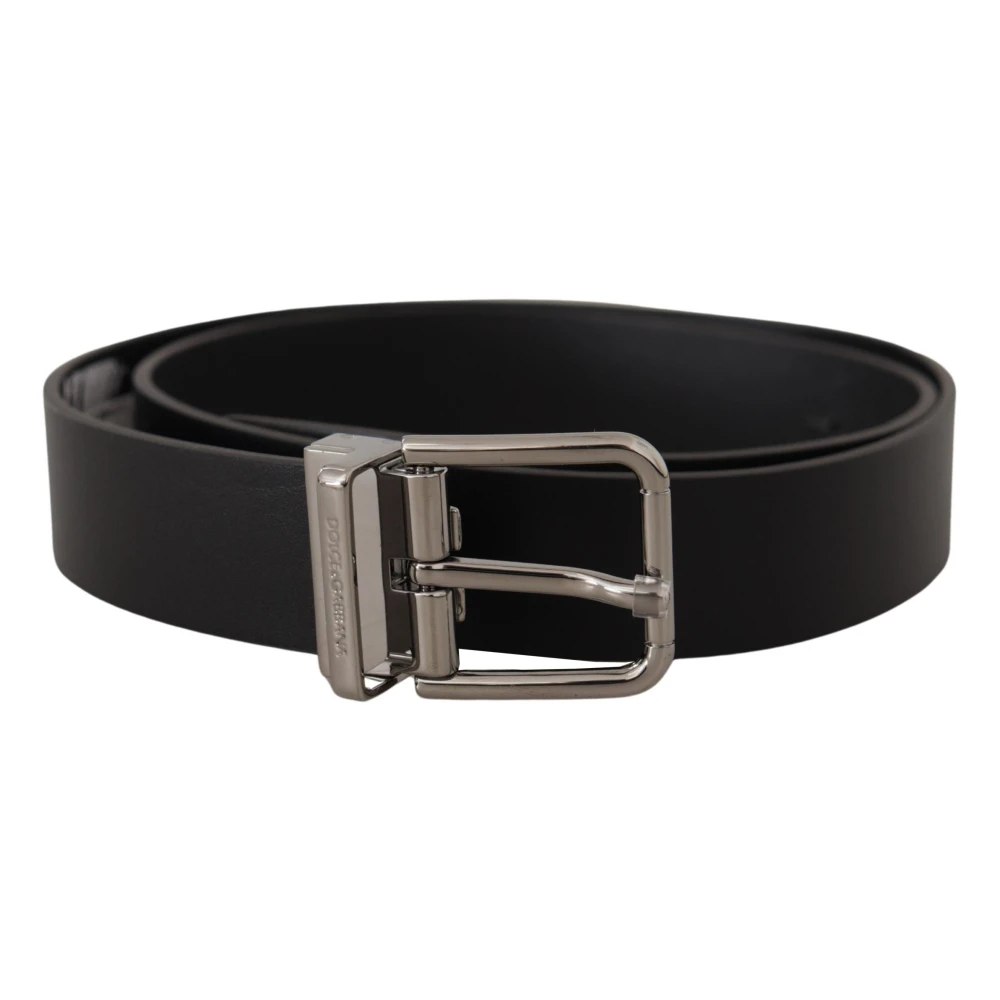 Dolce & Gabbana Zwarte Leren Riem met Metalen Gesp Black Heren