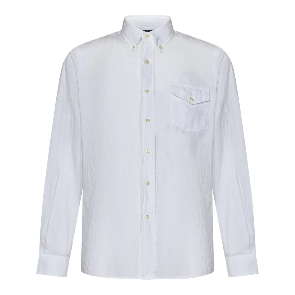 Polo Ralph Lauren Witte Linnen Overhemd met Knopen White Heren