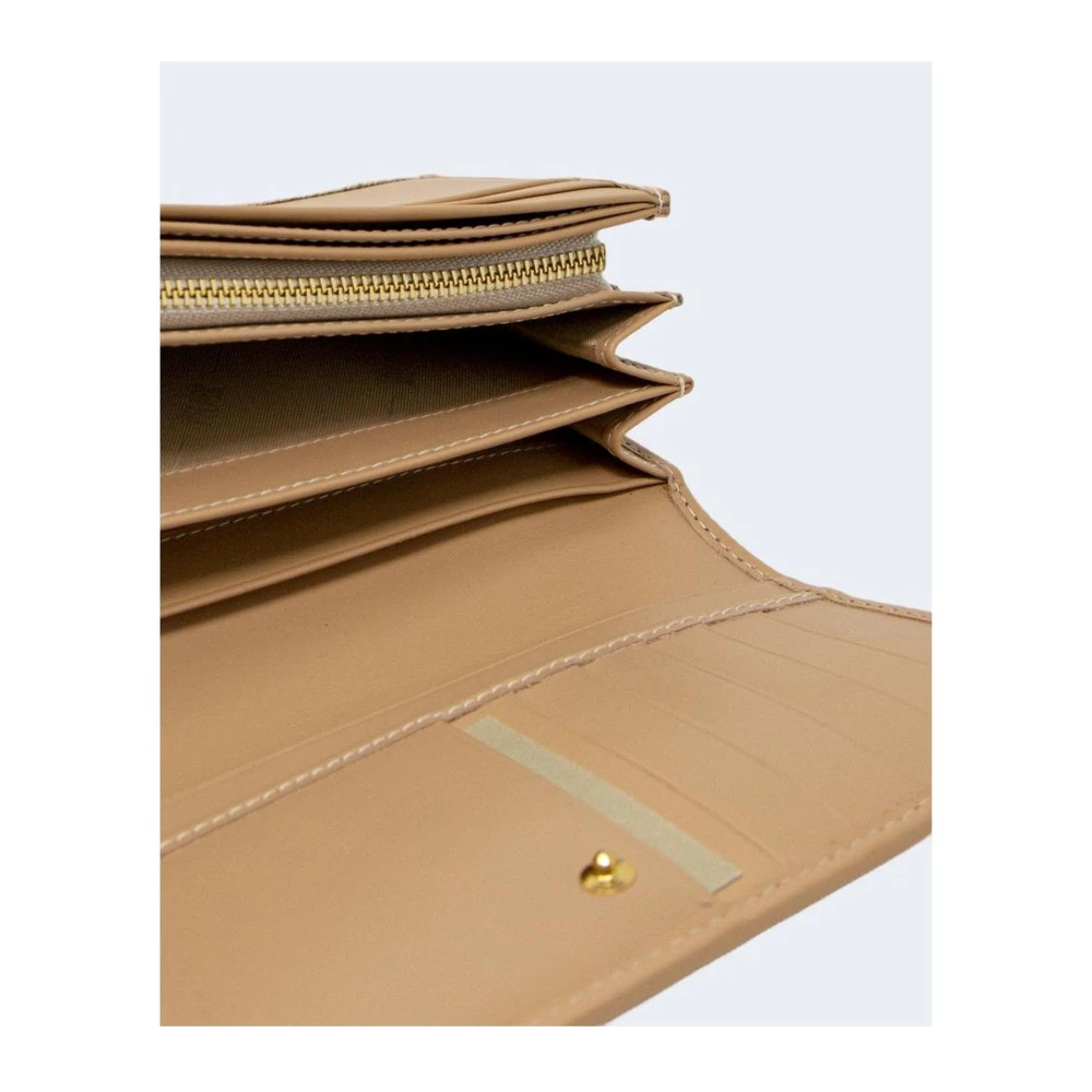 Alviero Martini 1a Classe Grote Katoen Leren Blend Portemonnee Beige Heren