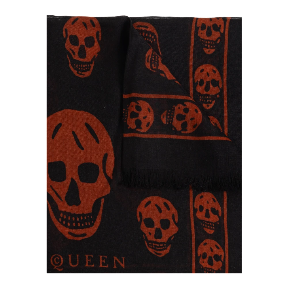 alexander mcqueen Sjaal met zijden afwerking Black Heren