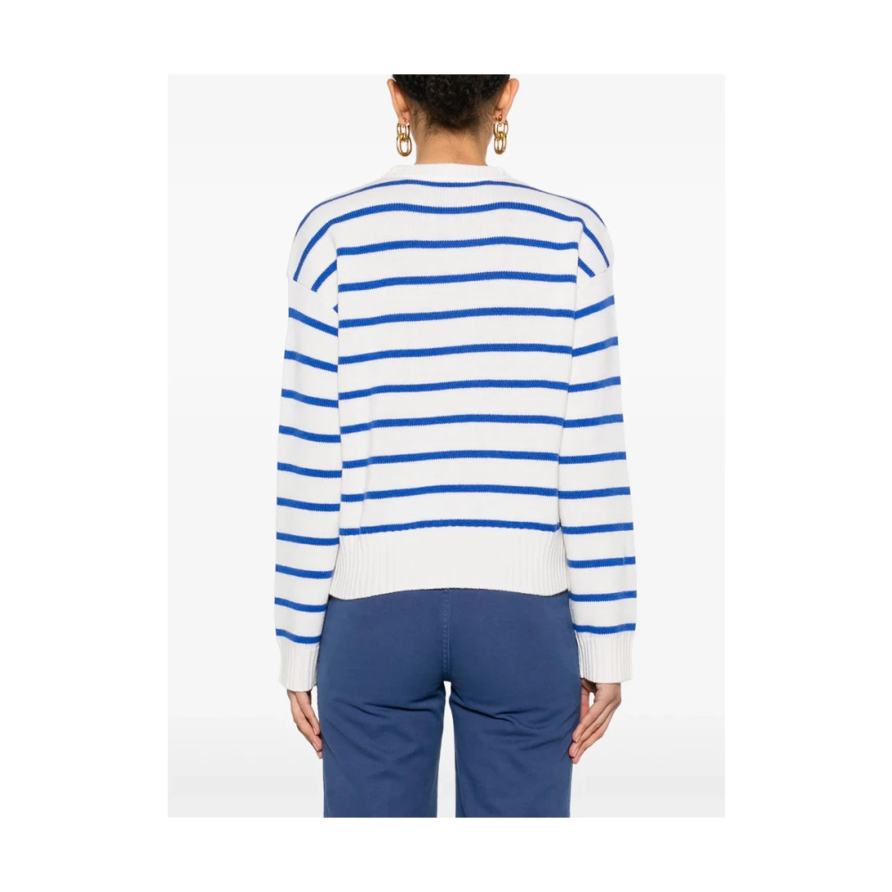 pinko Jacquard Logo Crew Neck Sweater White Dames