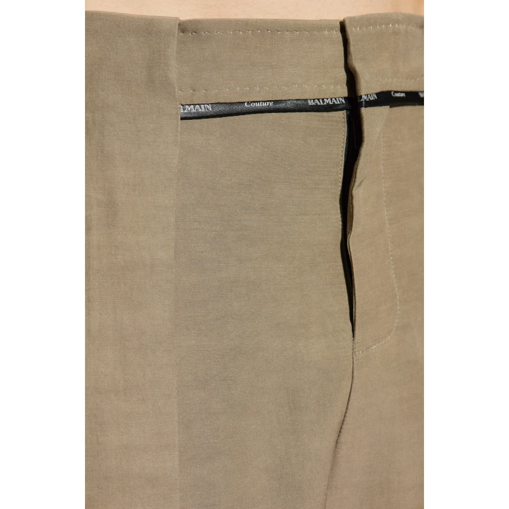 Balmain Wijde broek met plooien Beige Heren