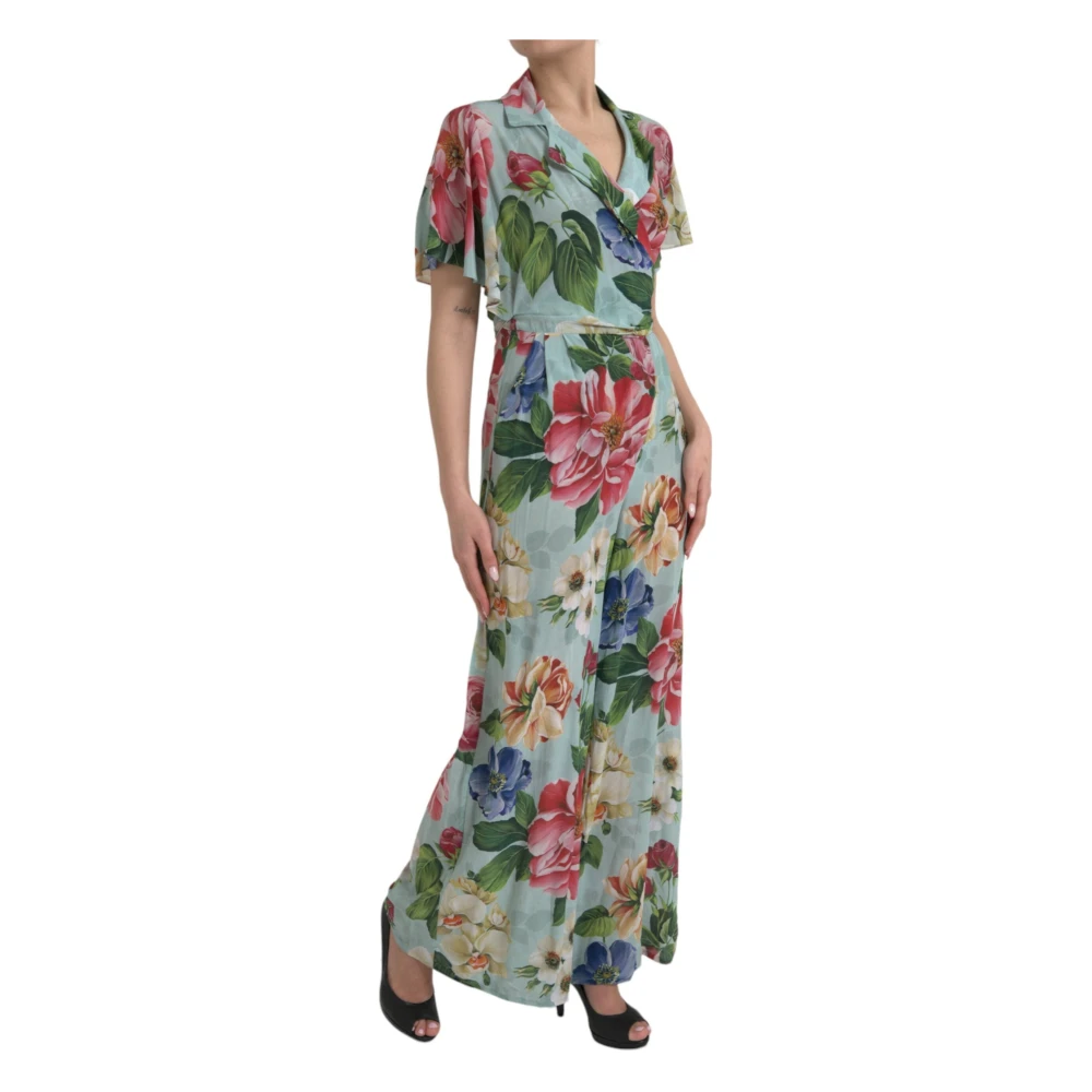 Dolce & Gabbana Bloemen zijden jumpsuit met wijde pijpen Multicolor Dames