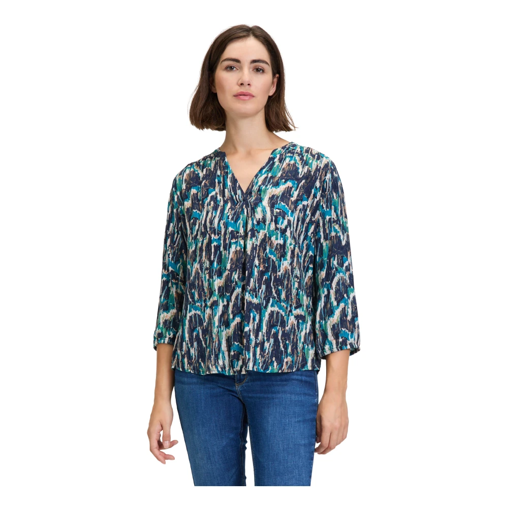 Betty & Co Grafische Print Blouse Blue Dames