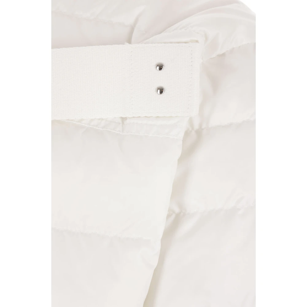 Moncler Witte Nylon V-hals Jas met Afneembare Capuchon White Heren