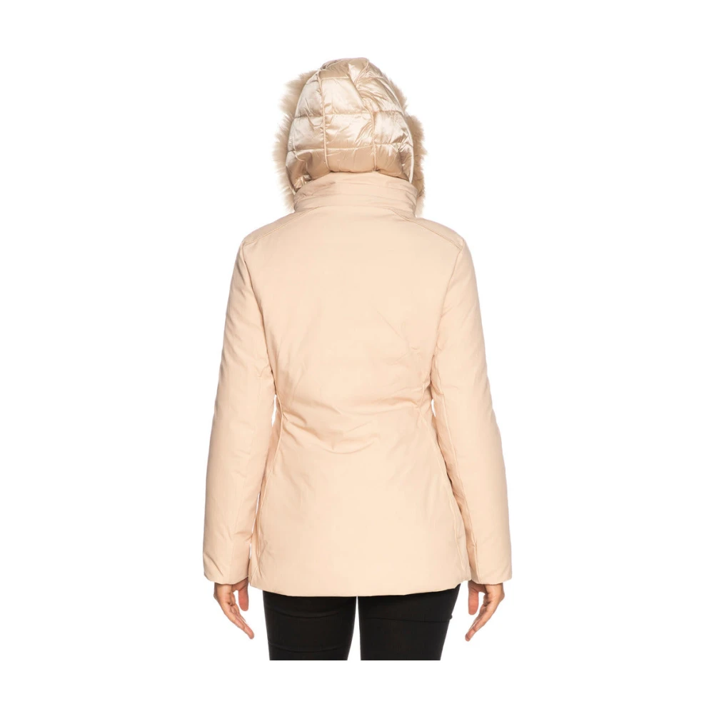 YES ZEE Stretch Technische Jas met Bont Capuchon Beige Dames