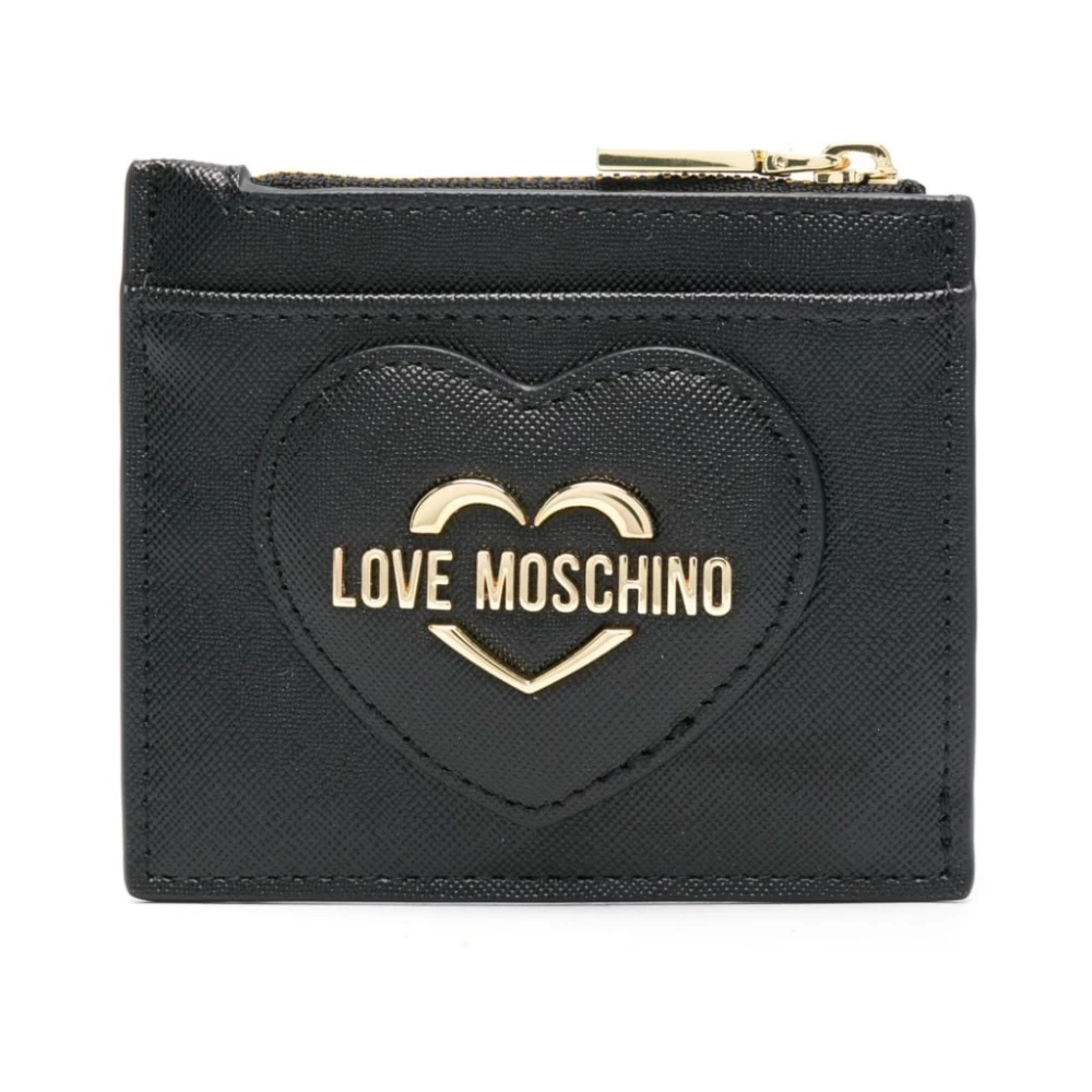 Love Moschino Svart Plånbok i Konstläder med Hjärta Patch Black, Dam
