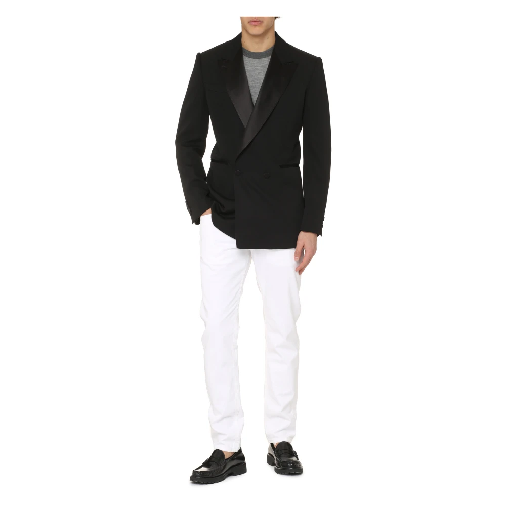 alexander mcqueen Wollen Blazer met Satijnen Revers Black Heren