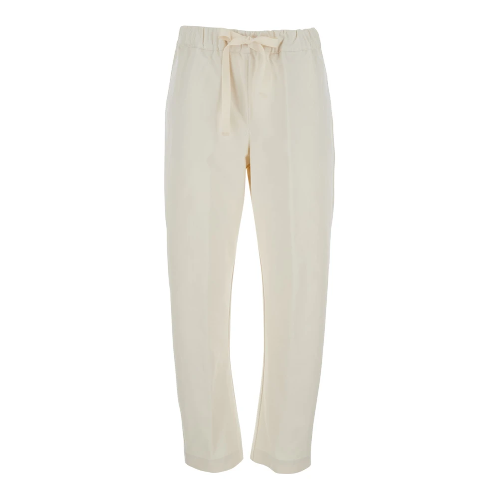 Semicouture Witte Broek met Trekkoord Taille Katoen Vrouwen White Dames