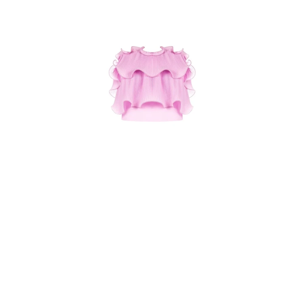 RINASCIMENTO Geplooide Bandeau Crop Top Pink Dames