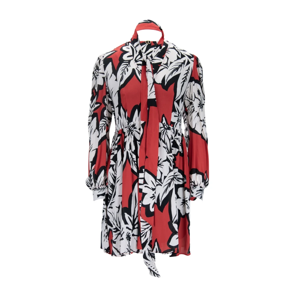 Twinset Korte V-hals jurk met pofschouders Multicolor Dames