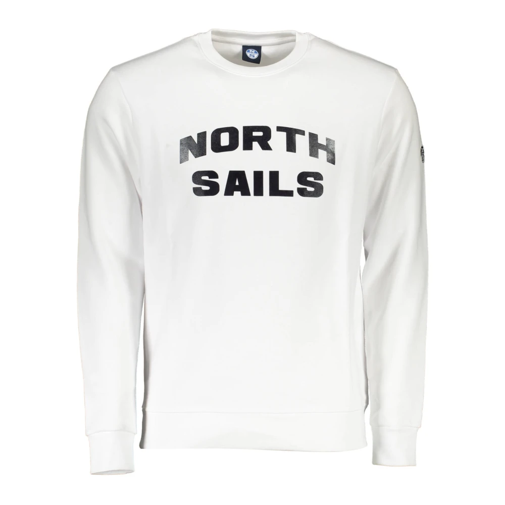 North Sails Men's White Sweatshirts, Xl, Long Sleeve Crewneck Sweatshirt With Print Logo