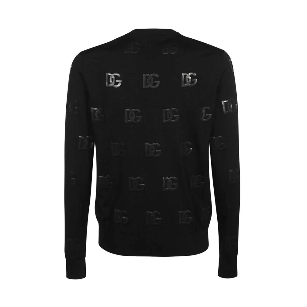 Dolce & Gabbana Logo Print Wollen Trui Black Heren