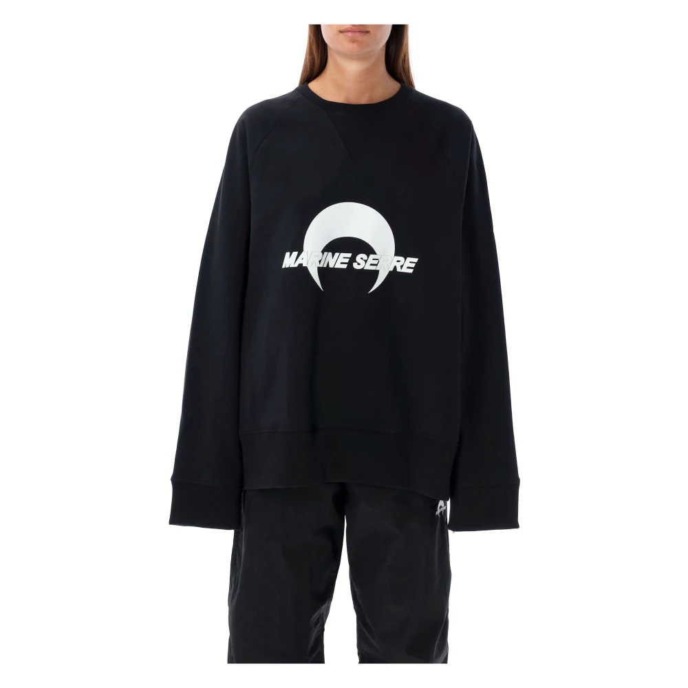 Marine Serre Zwart Moon Logo Gebreide Kleding Aw24 Black Dames
