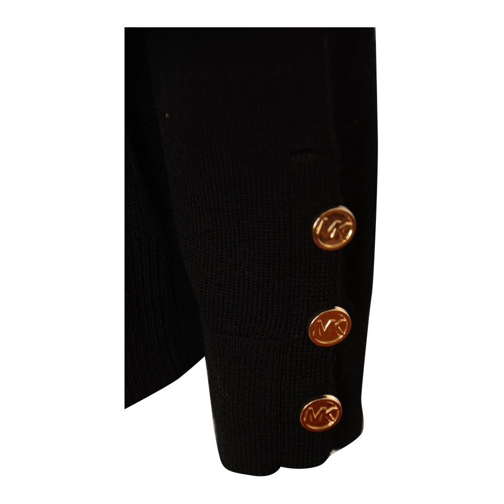 Michael Kors Merino V-hals trui met knoopsmouwen Black Dames