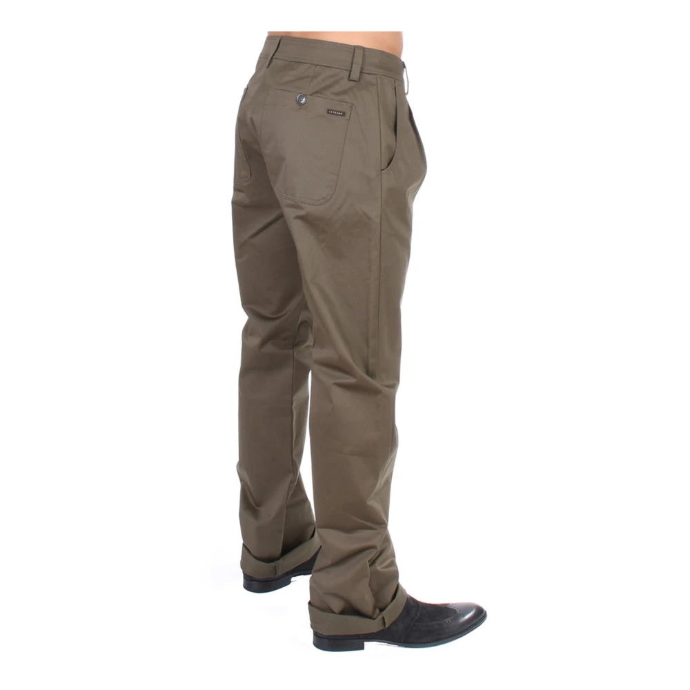 Gianfranco Ferré Groene Katoenen Stretch Logo Broek Green Heren