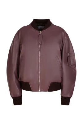 Mauve Läder Bomberjacka