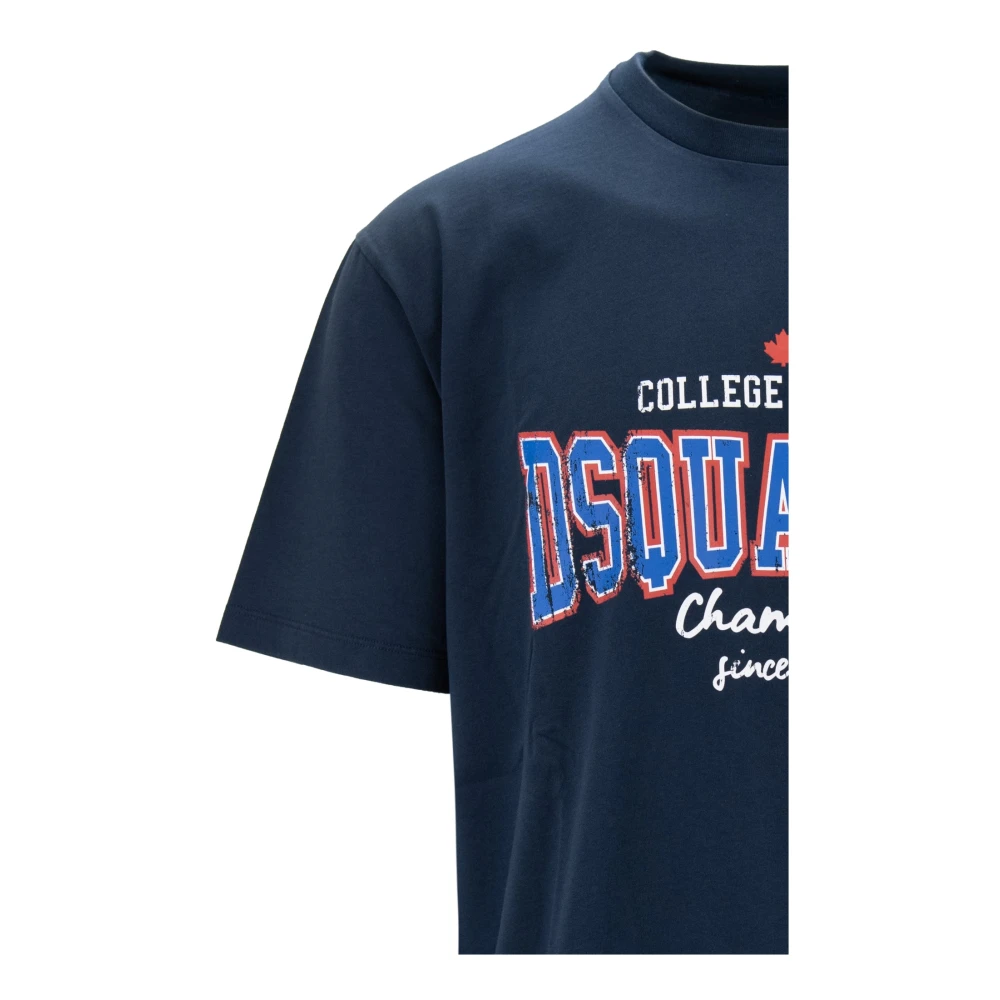 Dsquared2 Heren Grafisch Katoenen T-Shirt Blue Heren