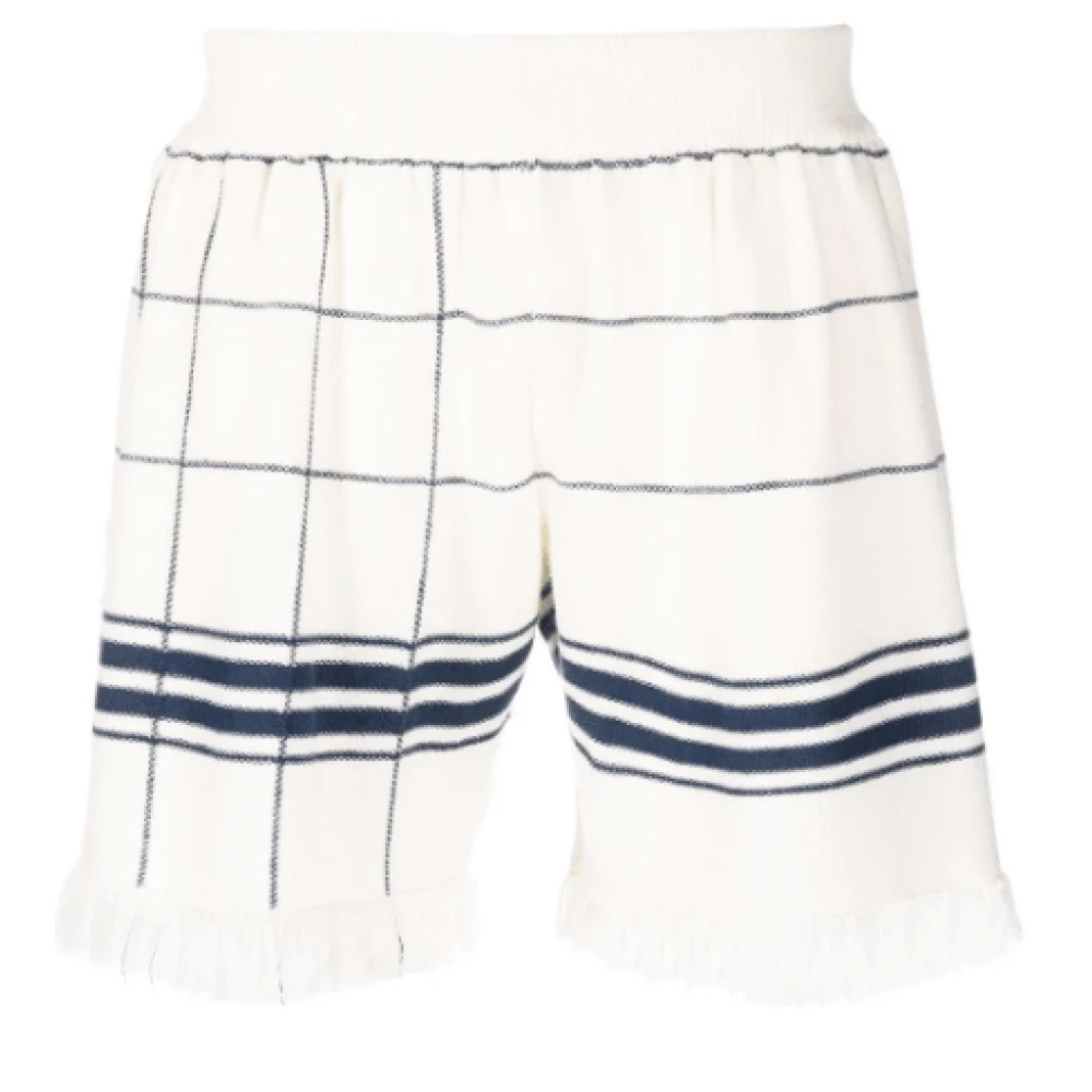 Maison Margiela Geruite Franje Shorts White Heren