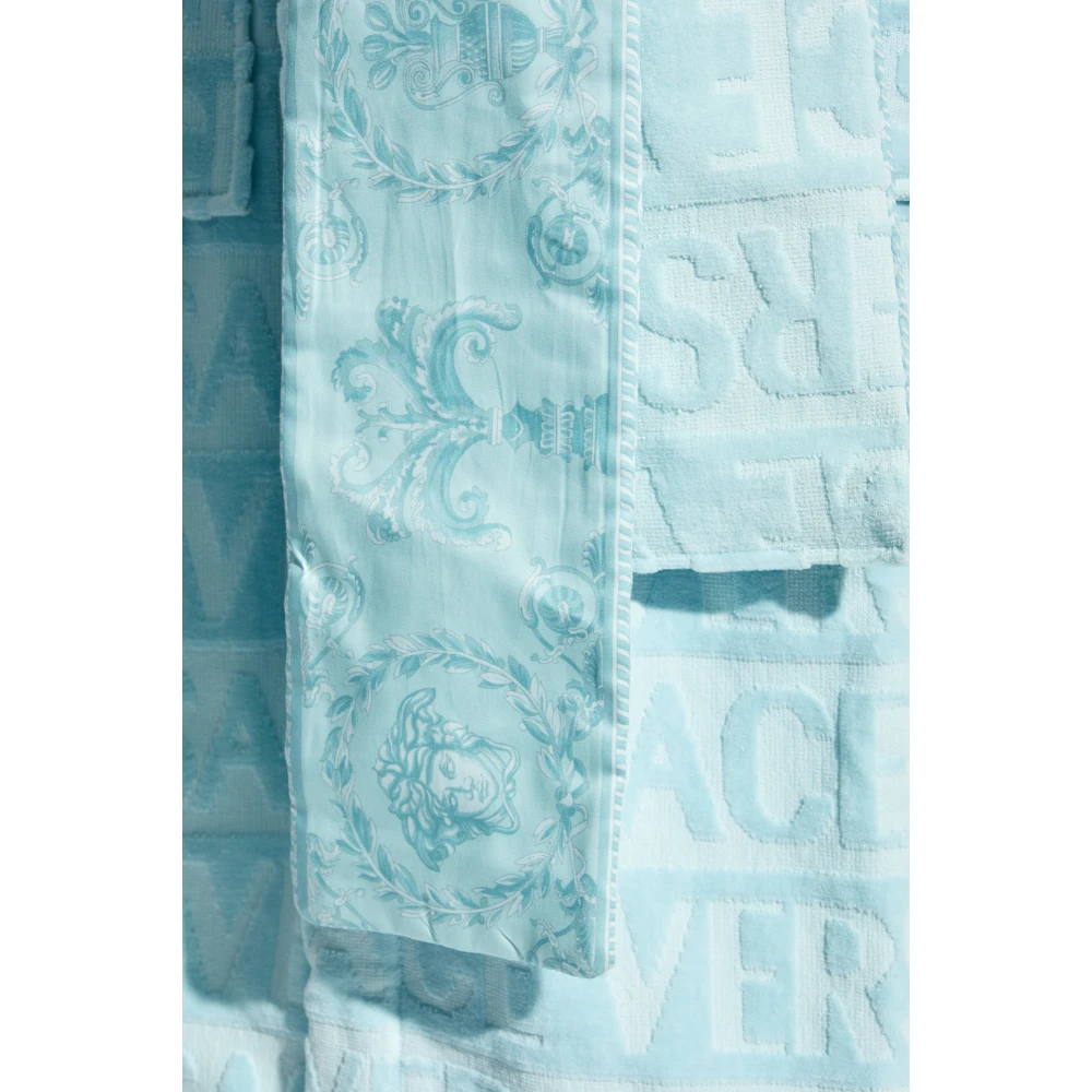 Versace Katoenen badjas met riem Blue Heren