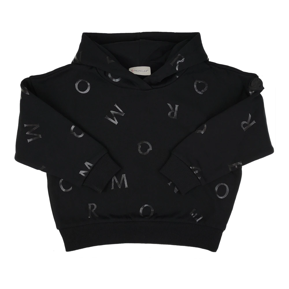 Moncler Girls Black Cropped Hooded Sweatshirt - Kids Sweatshirts - 12 Y - Kids