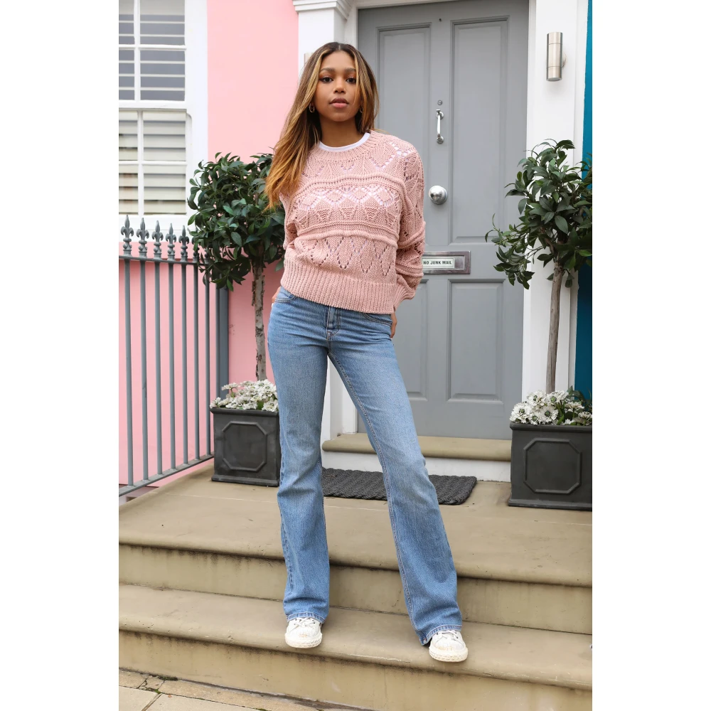 American Dreams Roze Katoenen Trui met Origineel Patroon Pink Dames