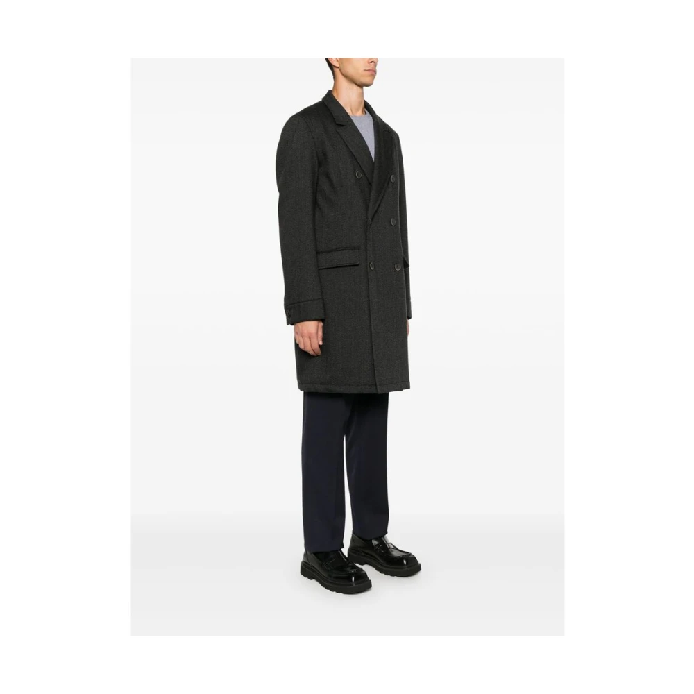 Herno Donkergrijze wollen herringbone jas Gray Heren