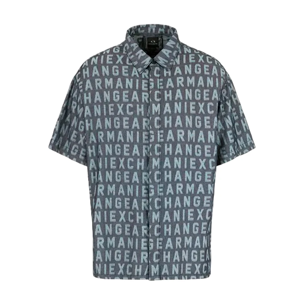 Armani Exchange Logo Print Regular Fit Overhemd Multicolor Heren