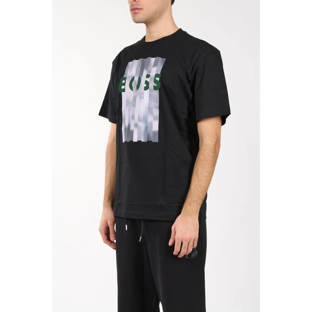 Hugo Boss Katoenen Grafisch T-shirt Black Heren