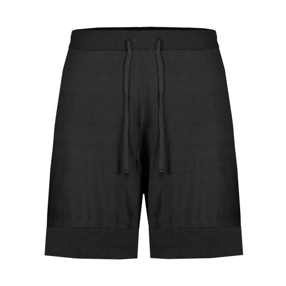 BomBoogie Linnen en katoenen gebreide bermuda shorts Black Dames