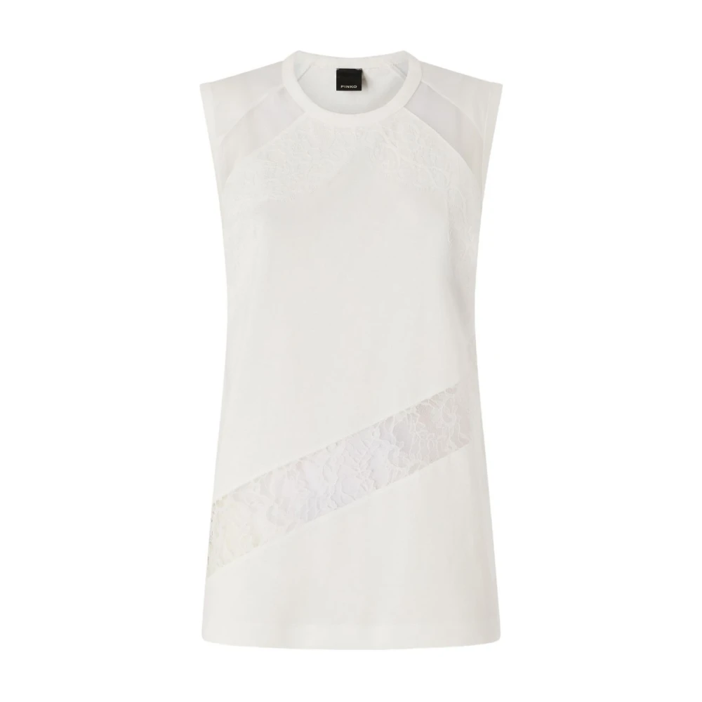 Pinko Women's White Sleeveless Tops, S, Molly Tank