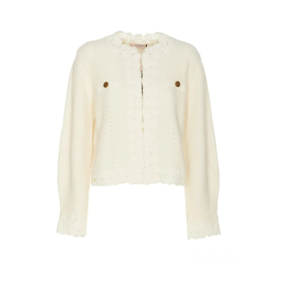 Twinset Gebreid jasje voor vrouwen Beige Dames