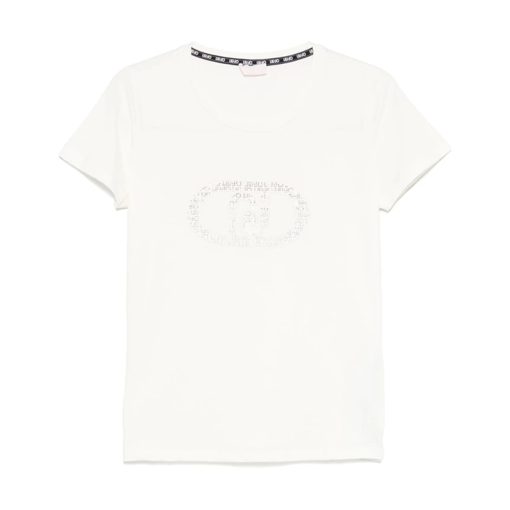 Liu Jo Witte Crew Neck T-shirts en Polos White Dames