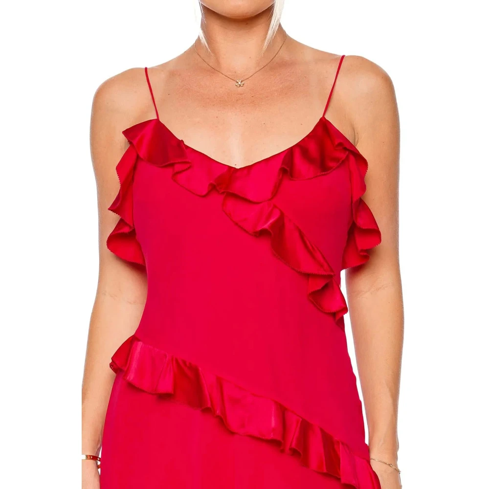 Loveshackfancy Gerimpelde Zijden Mini Jurk Red Dames