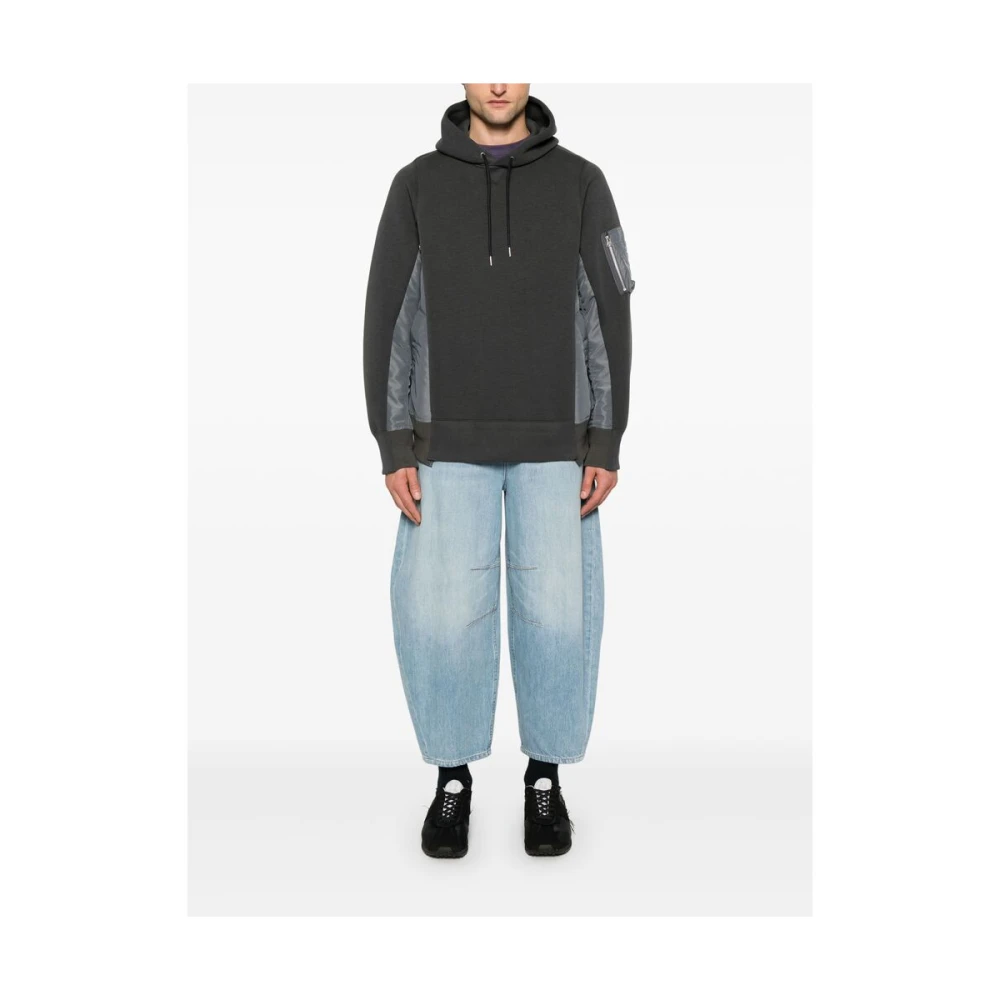 Sacai Grijze Hoodie met Ritszak Gray Heren