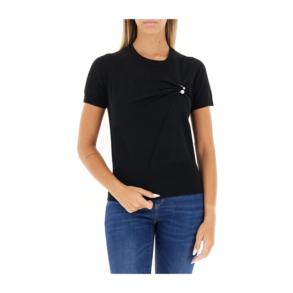 Liu Jo Svart Short Sleeves Sweater