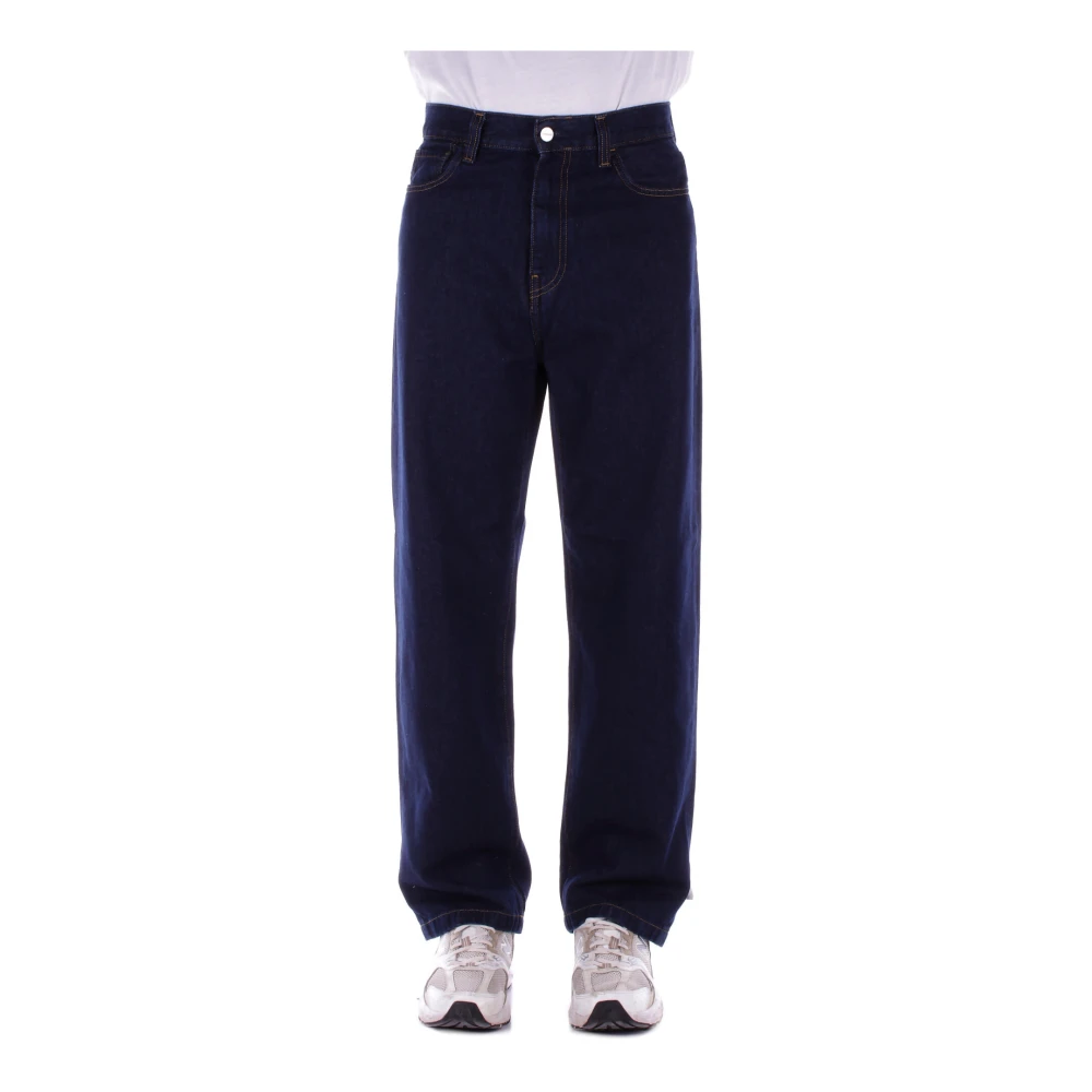Carhartt WIP Logo Jeans met rits en knoop Black Heren