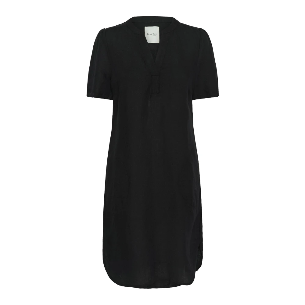 Part Two Black Short Dresses, Female, 2XS, Short Sleeve V-Neck Dress