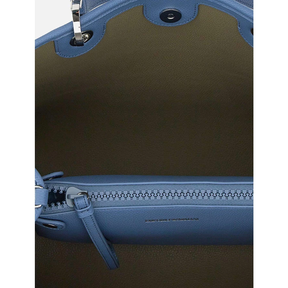 Emporio Armani Bedrukte Hertenleren Tas met Logo Blue Dames