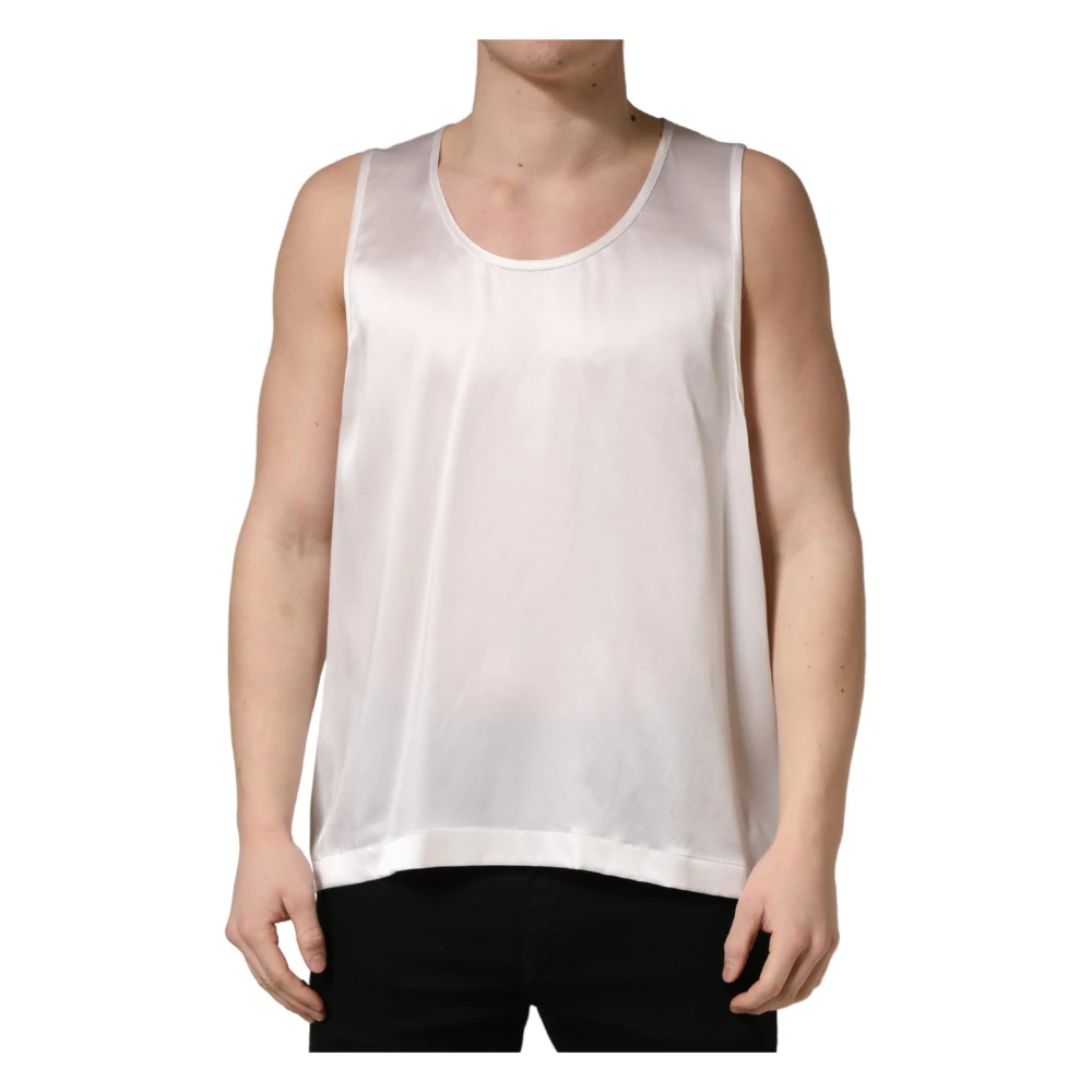 Dolce & Gabbana Men's White Sleeveless Round Neck T-Shirt