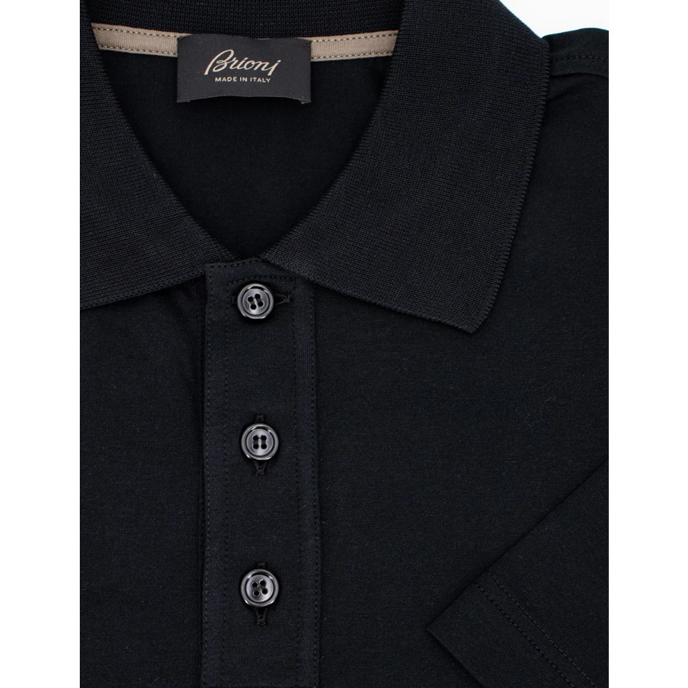 Brioni Zwarte Katoenen Poloshirt voor Heren Black Heren