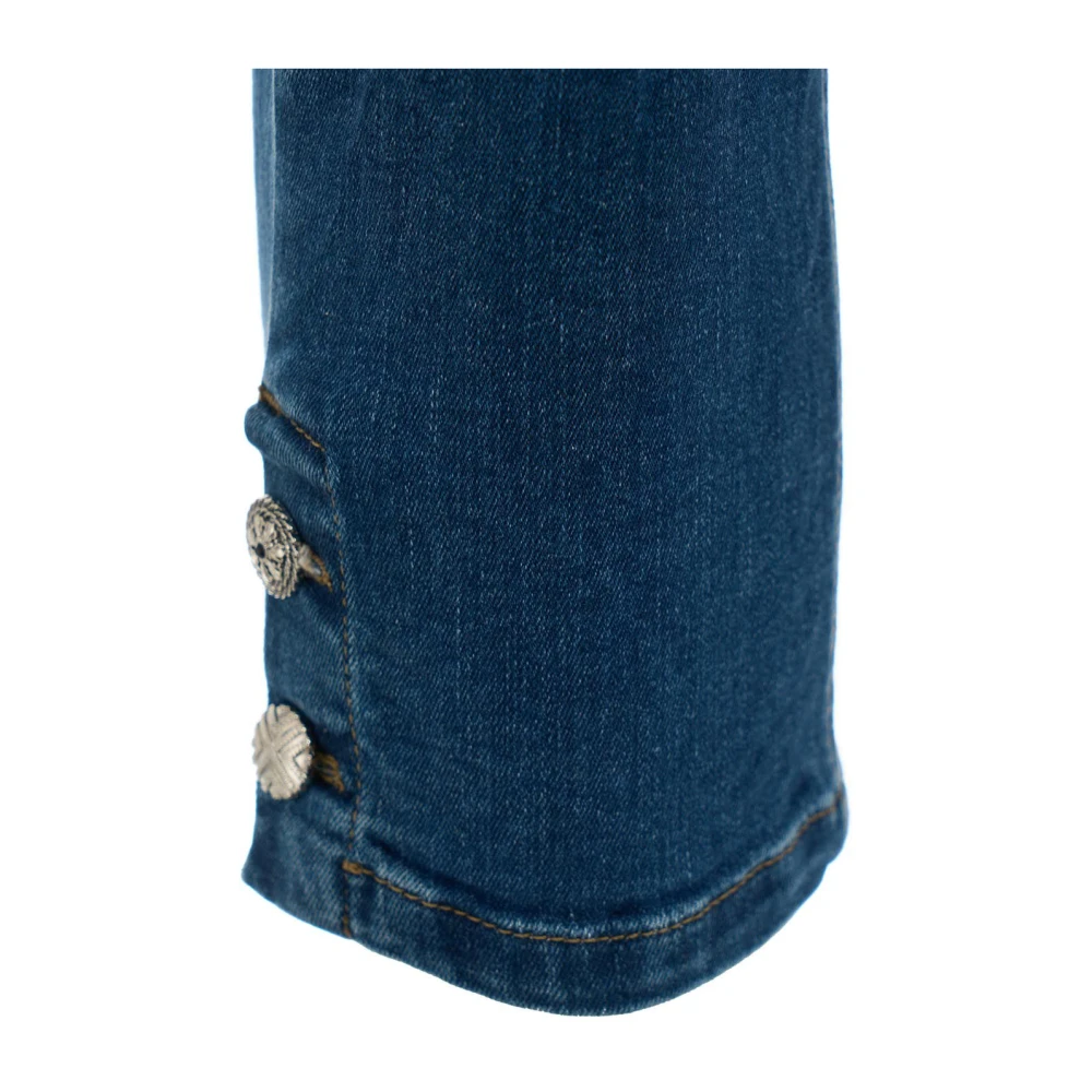 Liu Jo Cropped Flared Jeans met Logo Details Blue Dames