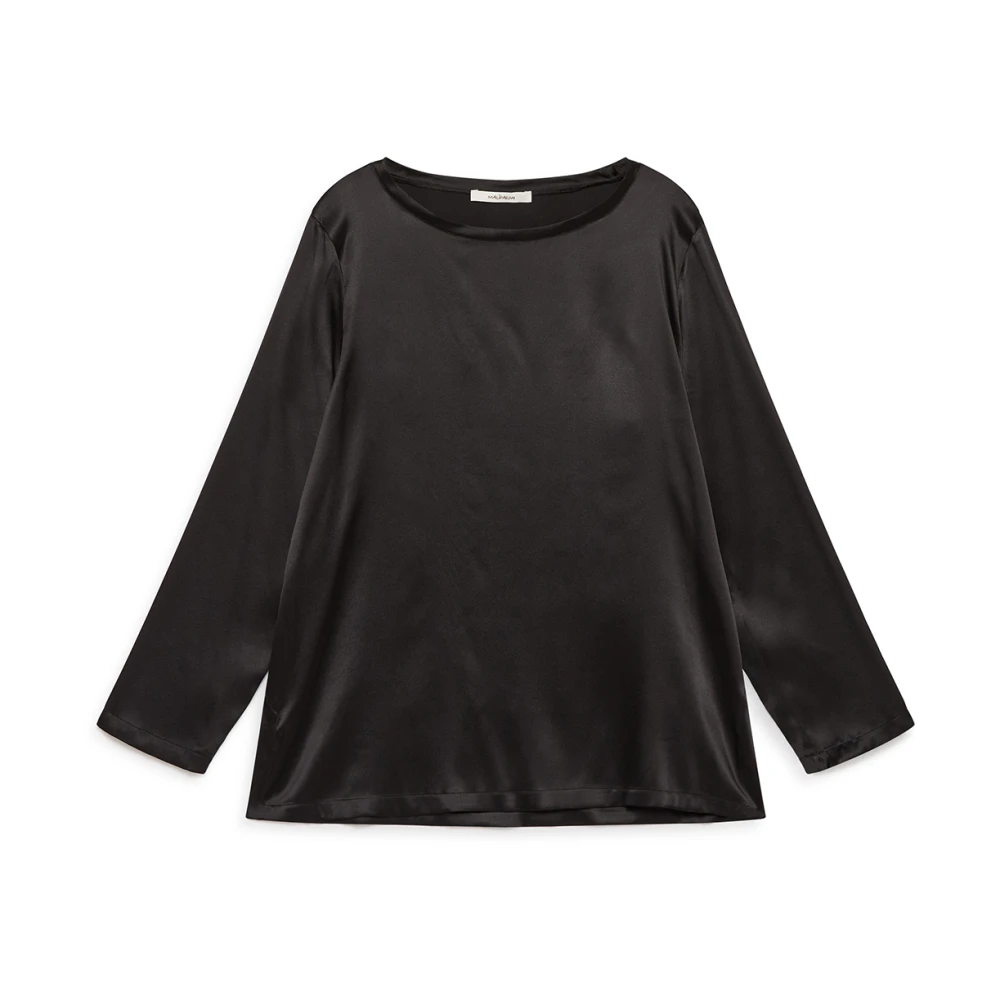 Maliparmi Satijnen Overhemd Elegante Stijl Black Dames