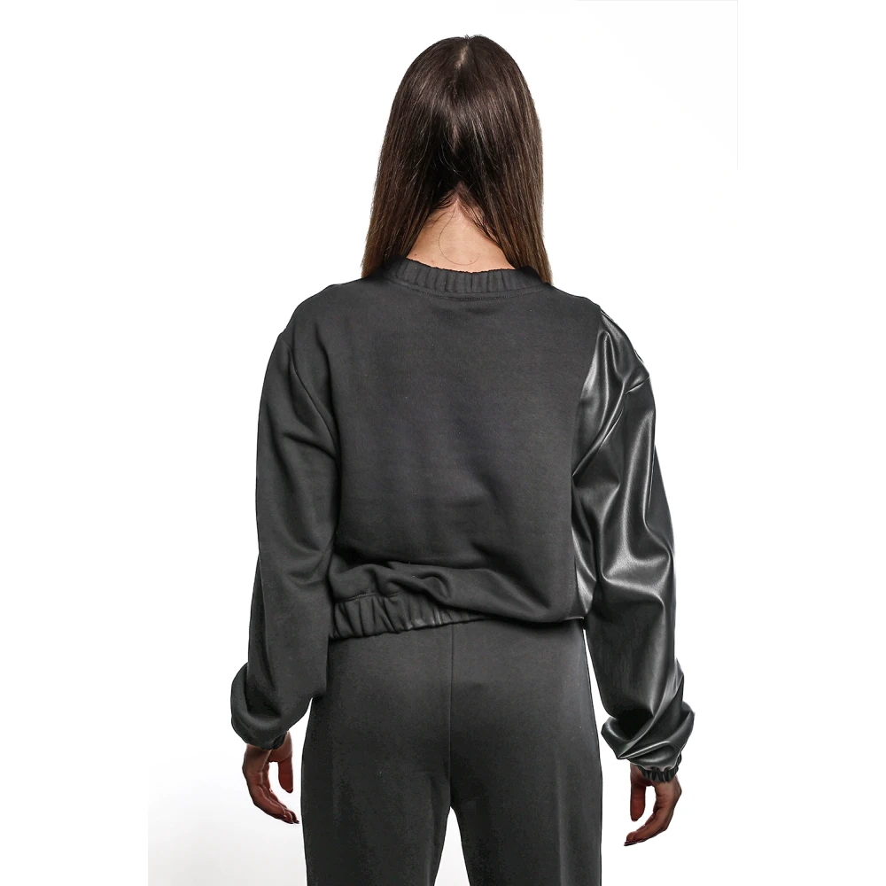 Jijil Zwarte Katoen-Polyester Sweatshirt met Rits Black Dames