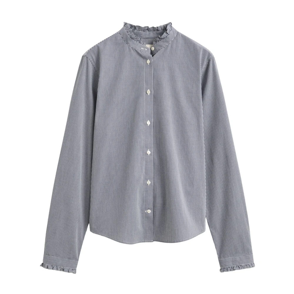 Gant Reg Classic Poplin Frill Blouse - Female - Blouses - Blue - S - Blouses & Shirts
