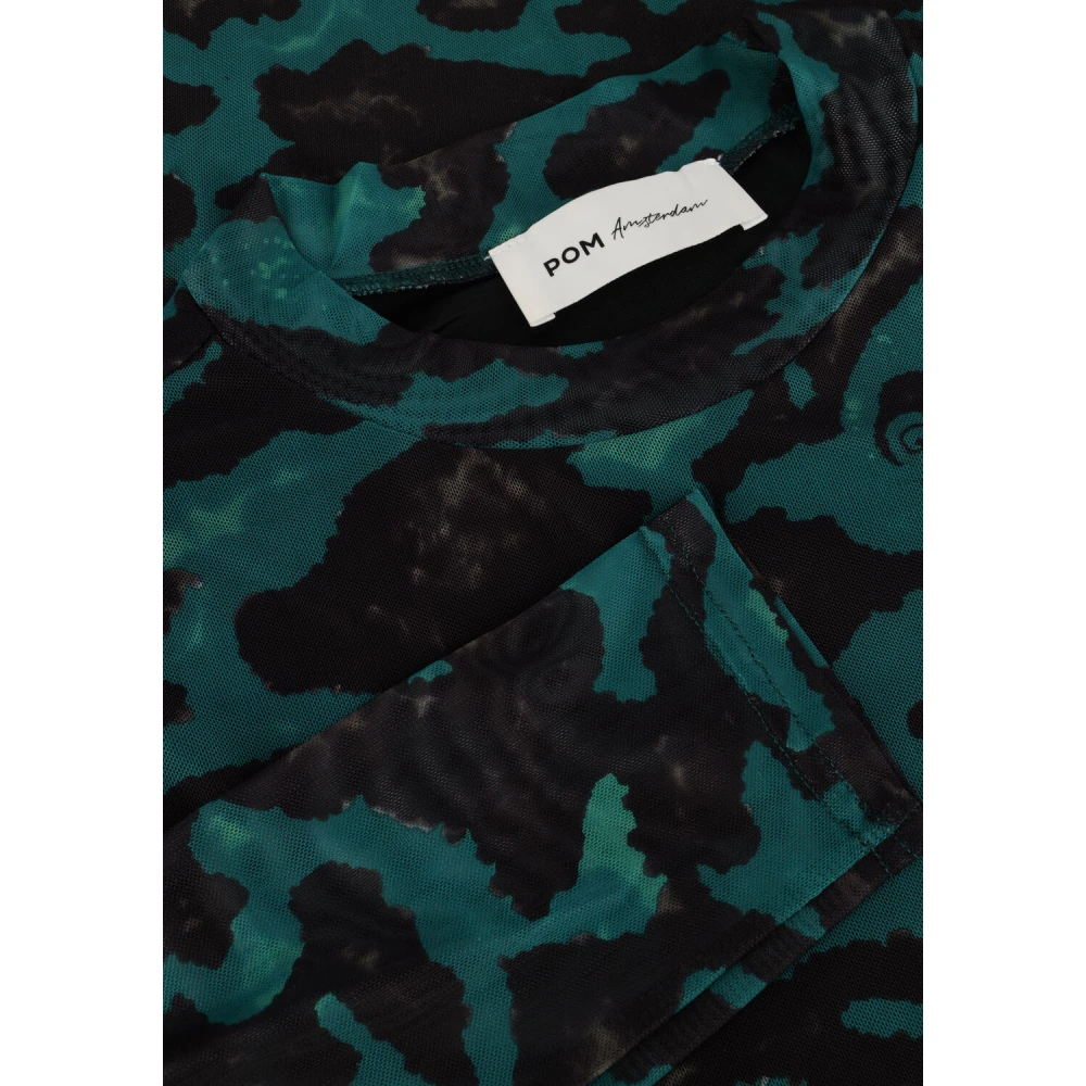 Pom Amsterdam Groene Camo Mesh Midi Jurk Green Dames