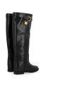 bottes-en-cuir-noir-avec-cadenas-dore