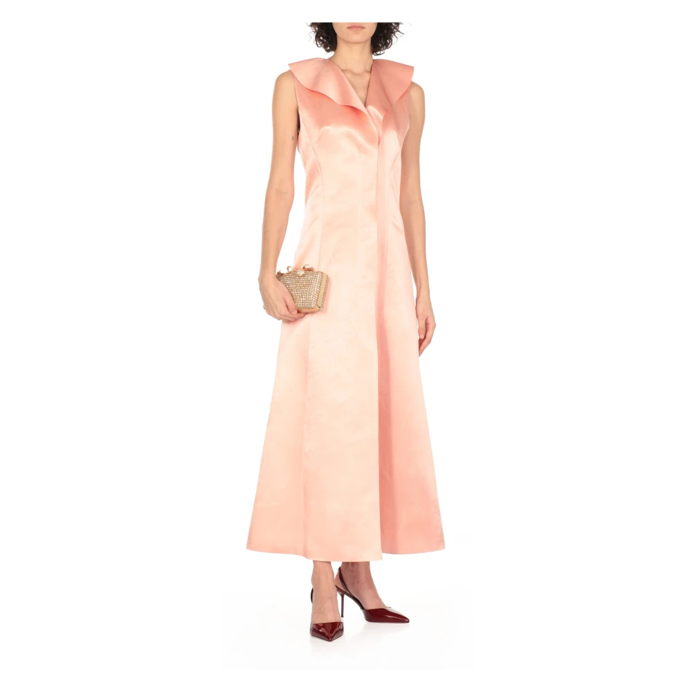 Philosophy di Lorenzo Serafini Roze Satijnen V-hals Jurk Pink Dames