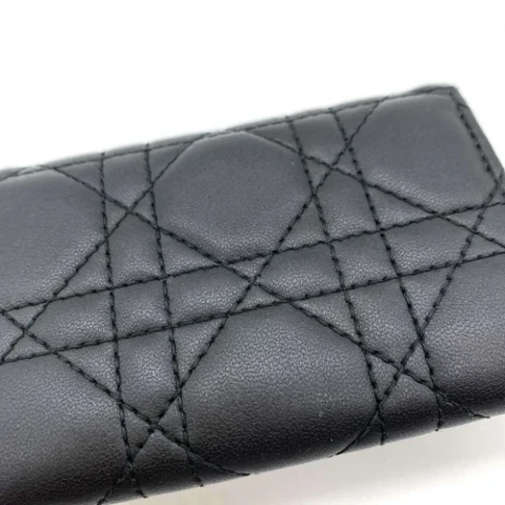 Dior Vintage Pre-owned Leather wallets Black Dames