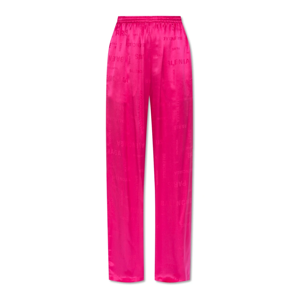 Balenciaga Zijden broek met logo Pink Dames